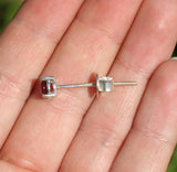 Garnet Threaded Long Post Earrings