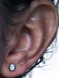 Mini white topaz bezel set Extra Long post earrings