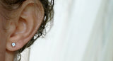 Mini white topaz bezel set Extra Long post earrings